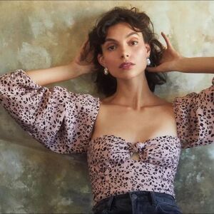 Reformation Simi Pink Crop Top Blouse Size 2